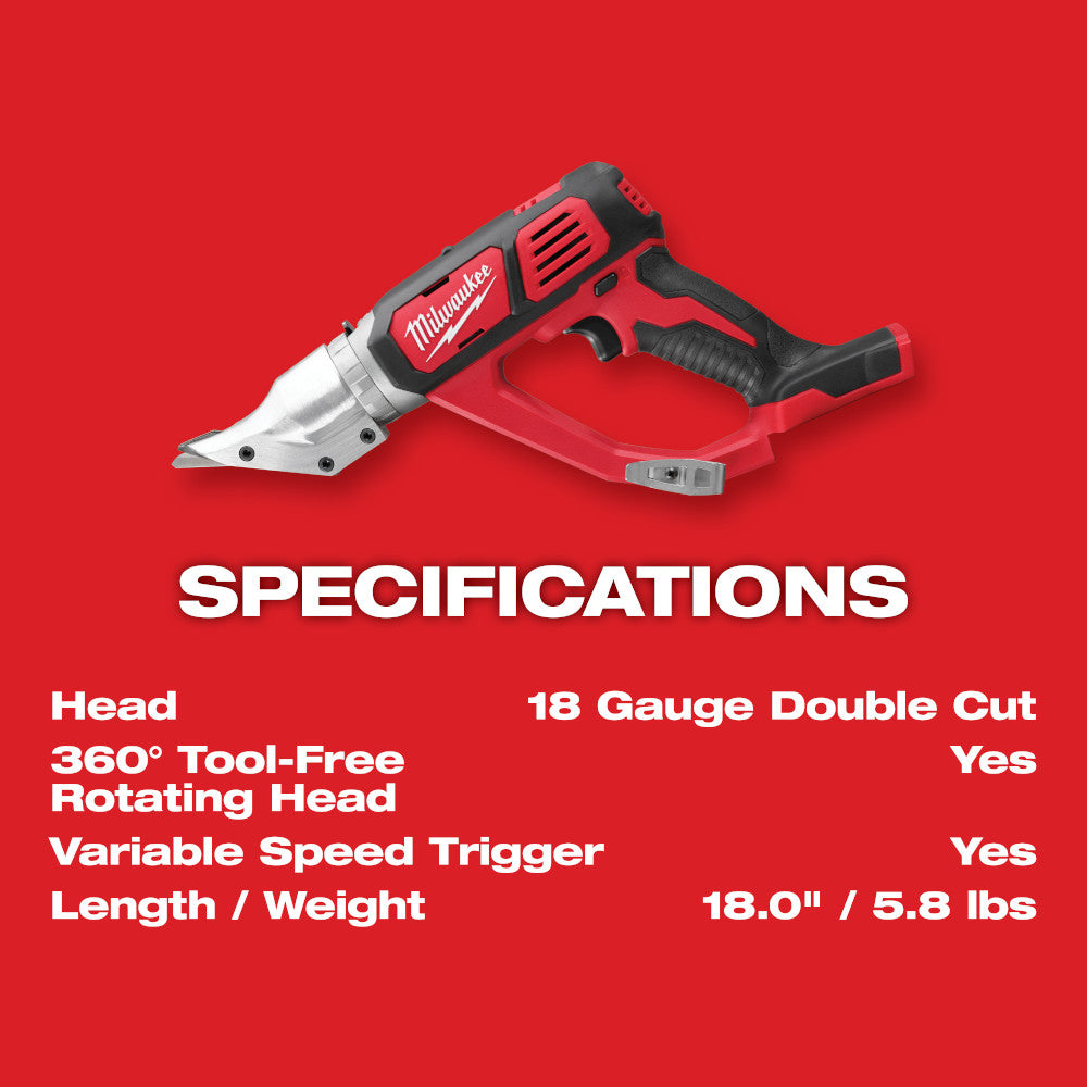 Milwaukee 2635-20, M18 18 Gauge Double Cut Shear (Tool Only)