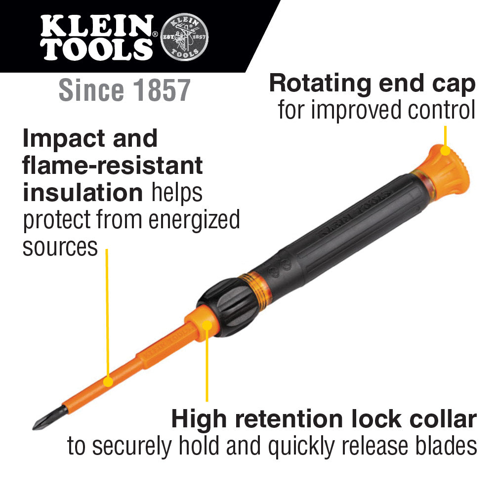 Klein Tools 32584INSR, 8-in-1 Insulated Precision Screwdriver Set with Case