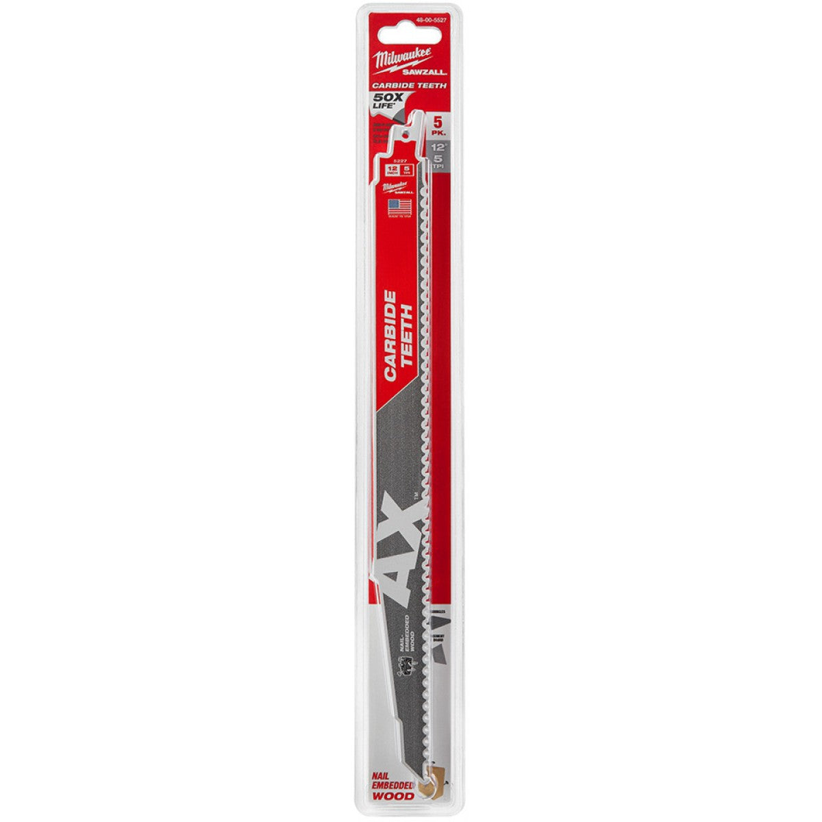 Milwaukee 48-00-5527, THE AX with Carbide Teeth 5T 12L (5/pkg)