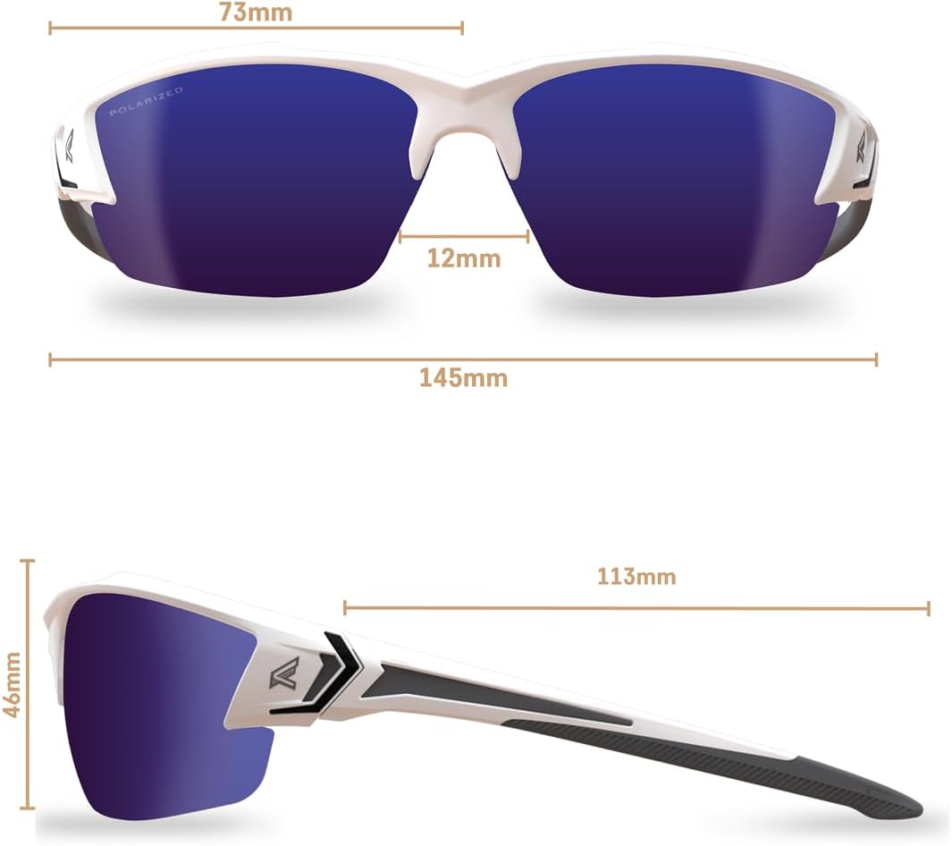 Edge Eyewear TSDKAP248-G2, Khor G2 - White Frame / Polarized Aqua Precision Blue Mirror Lenses