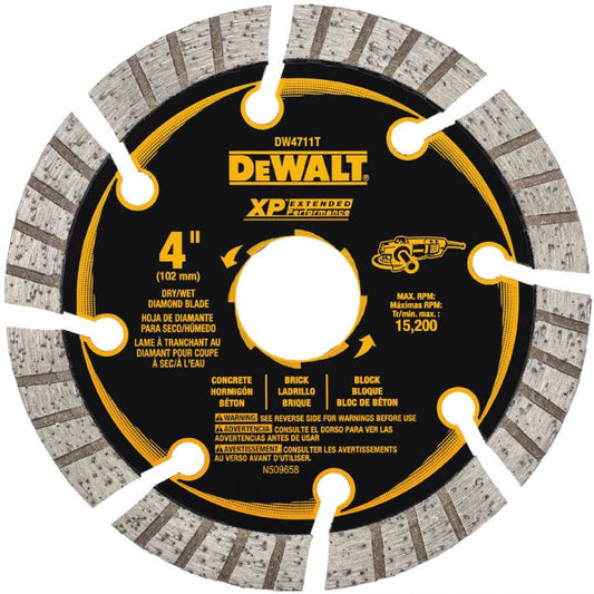 DEWALT DW4711T, 4'' XP Turbo Segmented Diamond Blade