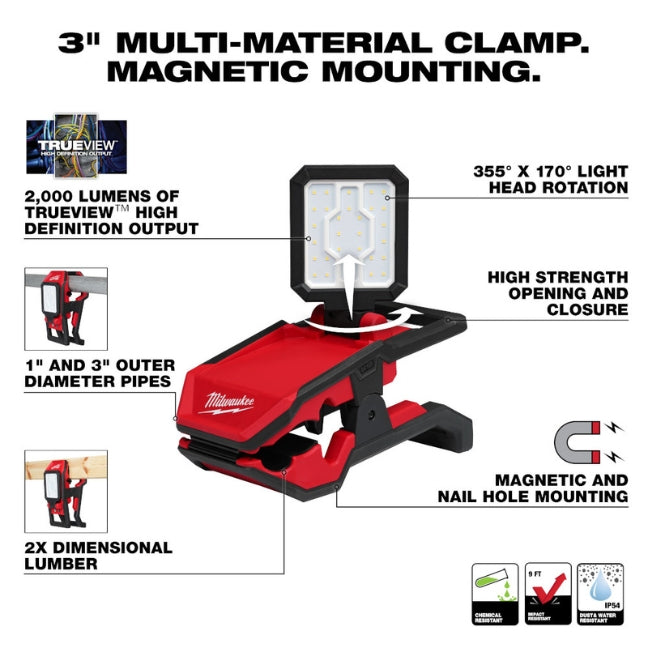 Milwaukee 2358-20, M18™ ROVER™ Clamping Flood Light