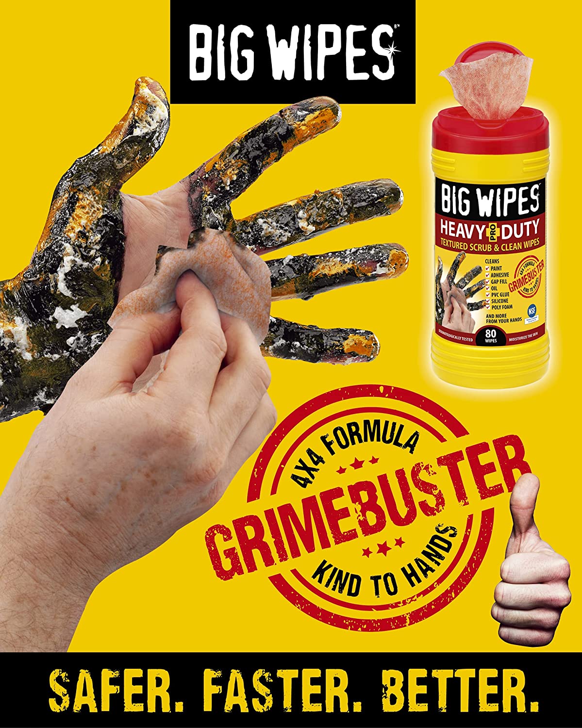 Big Wipes 6002-0046, Heavy Duty Industrial Textured Scrubbing Wipe 80/pack