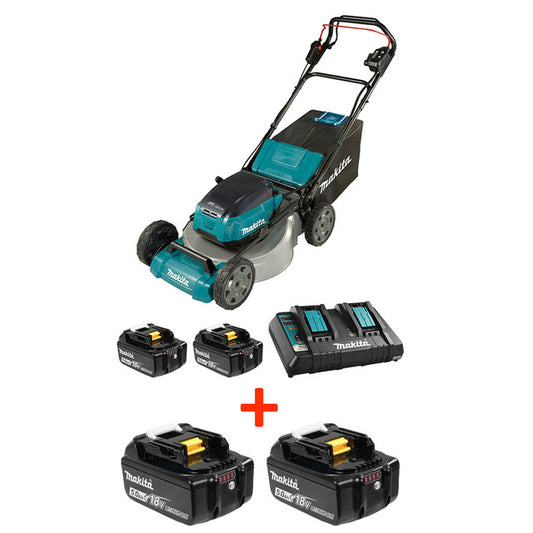 Makita DLM532PT4, 18V x 4 LXT Brushless 21" Self-Propelled Lawn Mower Kit (5.0 Ah X 4)