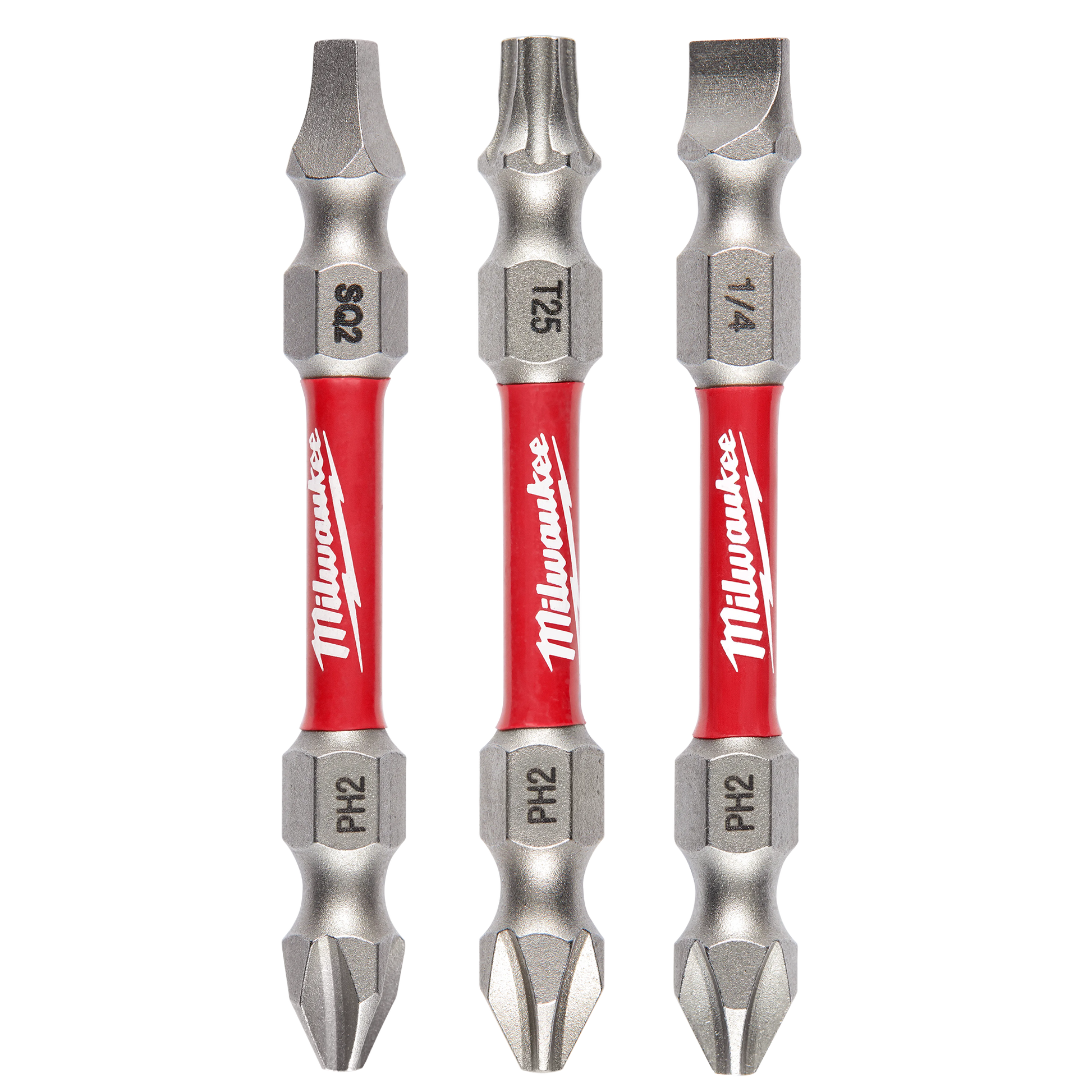 Milwaukee 48-32-4319, SHOCKWAVE Impact Duty™ PH2/SQ2/T25 Double Ended Bits 3PC