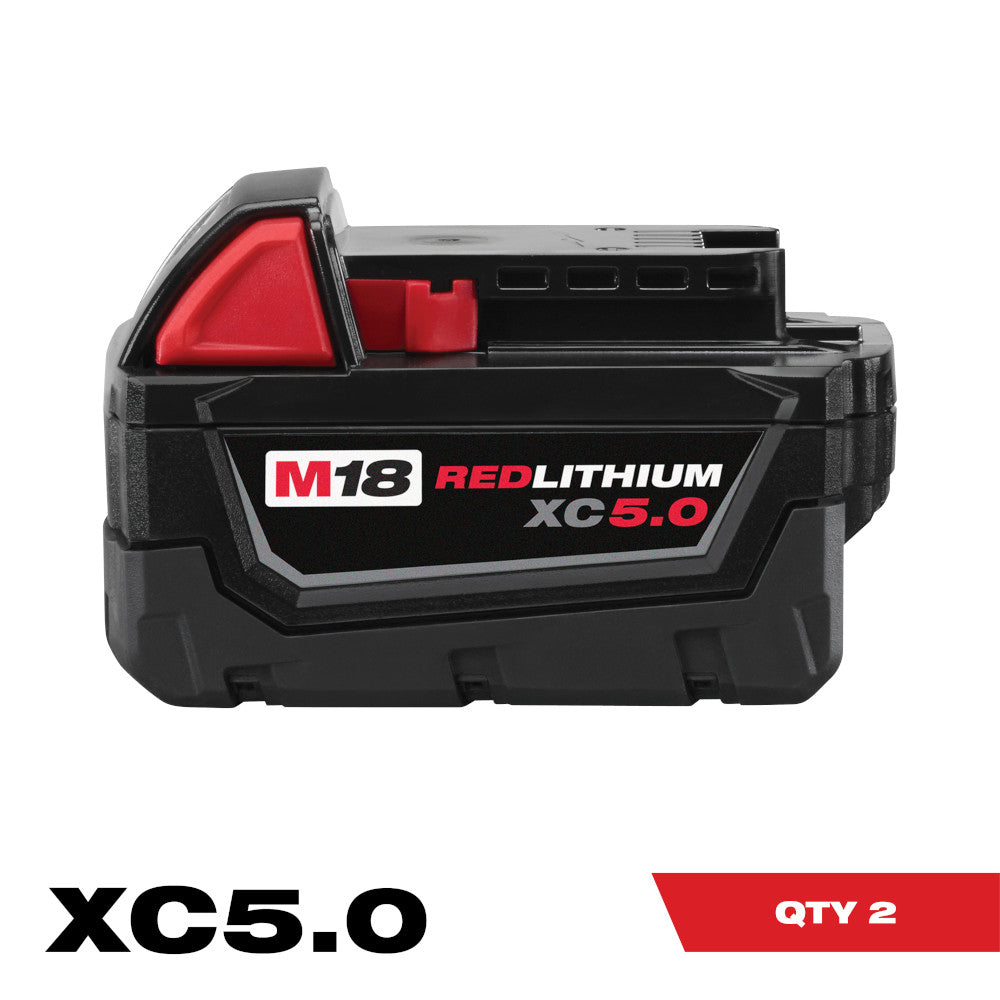 Milwaukee 48-11-1852, M18 REDLITHIUM Extended Capacity Battery, Twin Pack (5.0 Ah)