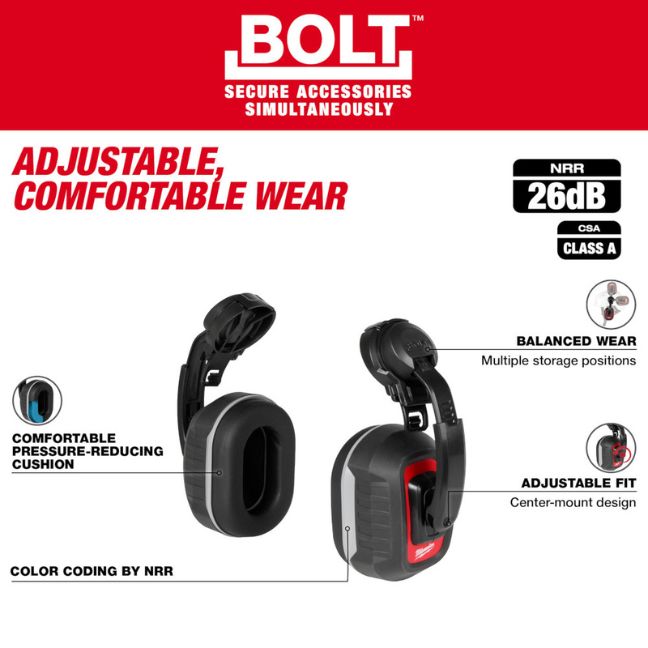 Milwaukee 48-73-3251, BOLT 26dB Hard Hat Earmuffs