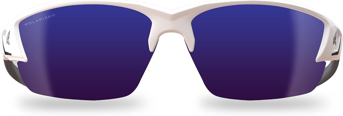 Edge Eyewear TSDKAP248-G2, Khor G2 - White Frame / Polarized Aqua Precision Blue Mirror Lenses