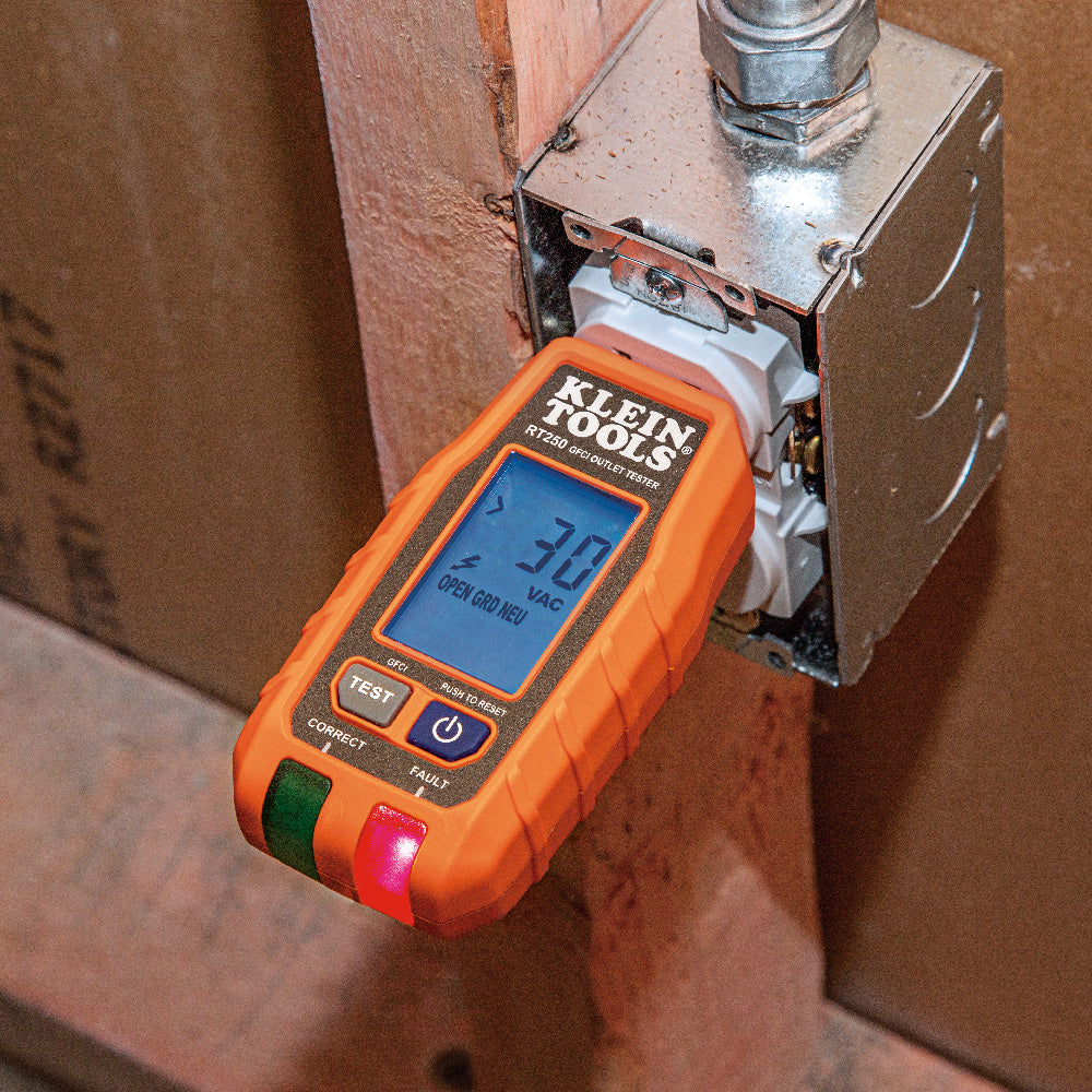 Klein Tools RT250, GFCI Receptacle Tester with LCD