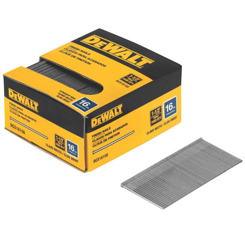 DEWALT DCS16150, 16 Gauge 1-1/2'' Straight Finish Nails 2,500 Quantity